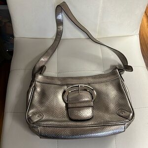 Jacqueline Smith, metallic gold, and silver shoulder bag